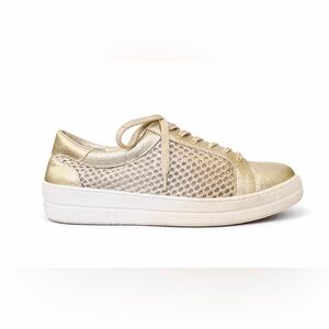 STEVEN by Steve Madden NC-Napa Gold Sneakers Leather and Fabric Upper Size 10W